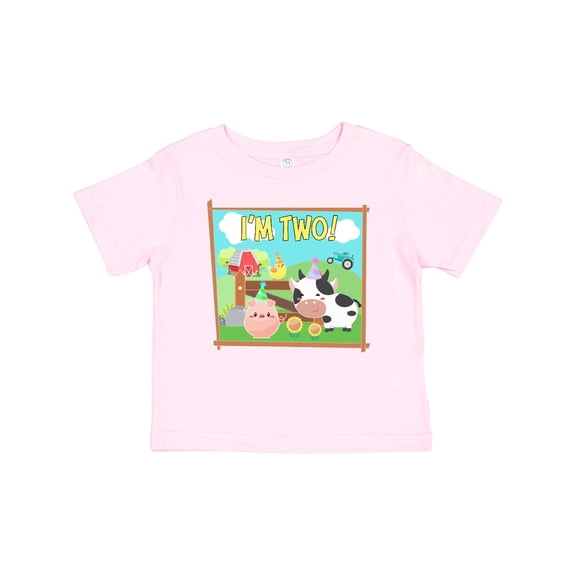 Inktastic I'm Two Farm Animals Wearing Birthday Party Hats Boys or Girls Baby T-Shirt