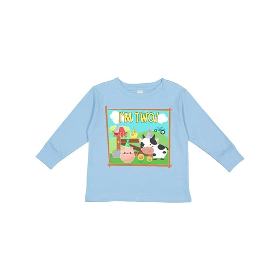 Inktastic I'm Two Farm Animals Wearing Birthday Party Hats Boys or Girls Long Sleeve Toddler T-Shirt