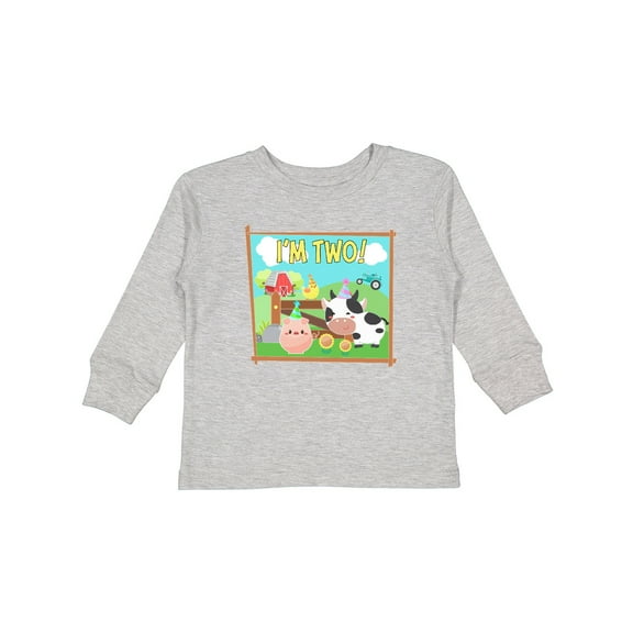 Inktastic I'm Two Farm Animals Wearing Birthday Party Hats Boys or Girls Long Sleeve Toddler T-Shirt