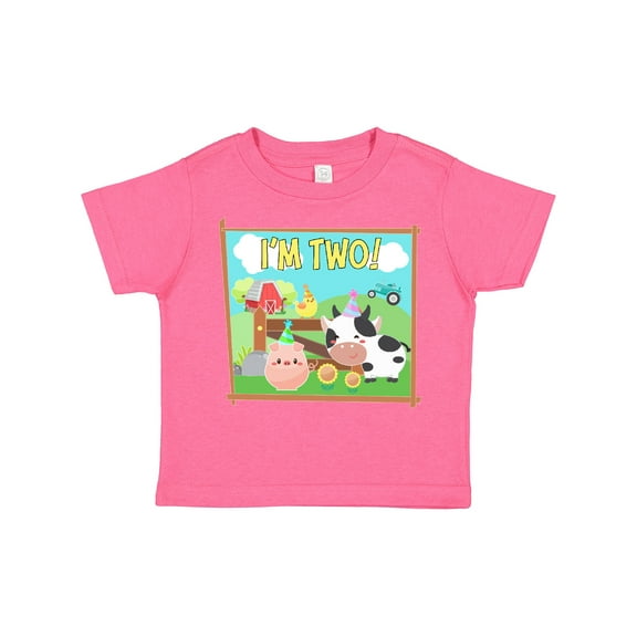 Inktastic I'm Two Farm Animals Wearing Birthday Party Hats Boys or Girls Toddler T-Shirt