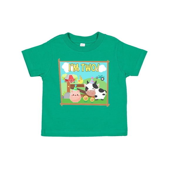 Inktastic I'm Two Farm Animals Wearing Birthday Party Hats Boys or Girls Toddler T-Shirt