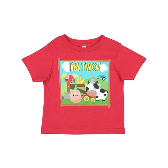 Inktastic I'm Two Farm Animals Wearing Birthday Party Hats Boys or Girls Toddler T-Shirt