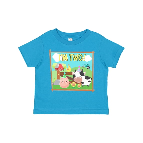 Inktastic I'm Two Farm Animals Wearing Birthday Party Hats Boys or Girls Toddler T-Shirt