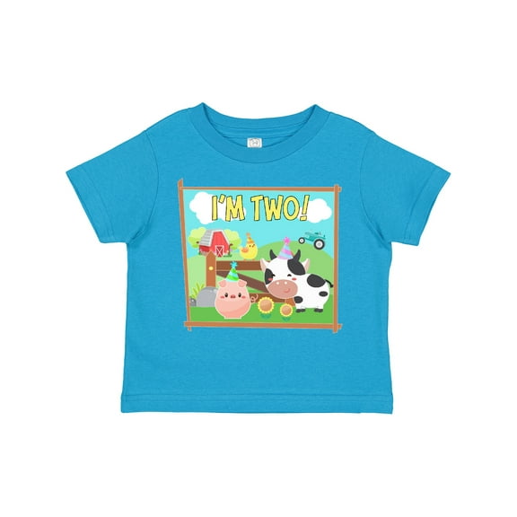 Inktastic I'm Two Farm Animals Wearing Birthday Party Hats Boys or Girls Toddler T-Shirt