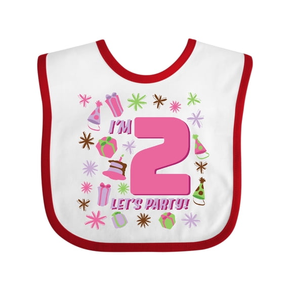 Inktastic I'm Two, Let's Party 2nd Birthday Girls Baby Bib