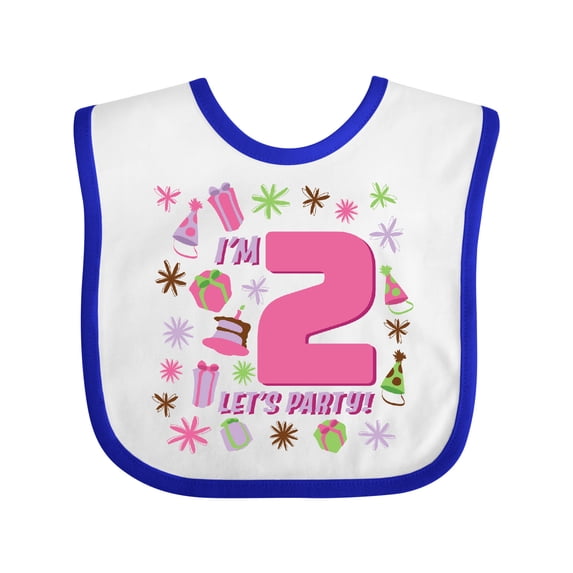 Inktastic I'm Two, Let's Party 2nd Birthday Girls Baby Bib