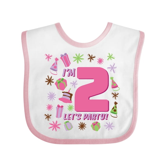 Inktastic I'm Two, Let's Party 2nd Birthday Girls Baby Bib