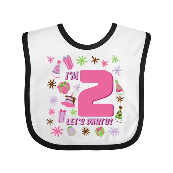 Inktastic I'm Two, Let's Party 2nd Birthday Girls Baby Bib