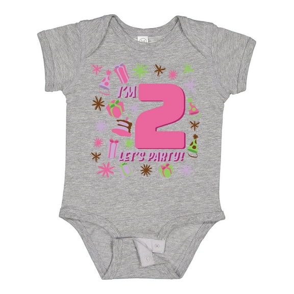 Inktastic I'm Two, Let's Party 2nd Birthday Girls Baby Bodysuit