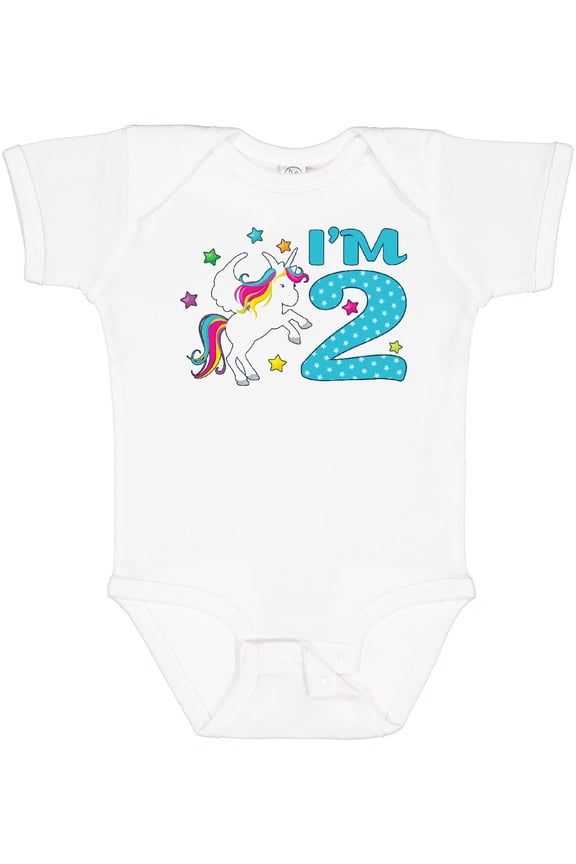I'm Two- Unicorn Second Birthday Boys or Girls Baby Bodysuit