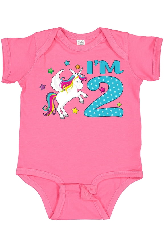 I'm Two- Unicorn Second Birthday Boys or Girls Baby Bodysuit