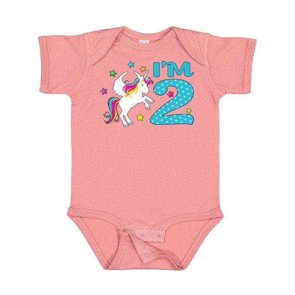 Inktastic I'm Two- Unicorn Second Birthday Boys or Girls Baby Bodysuit