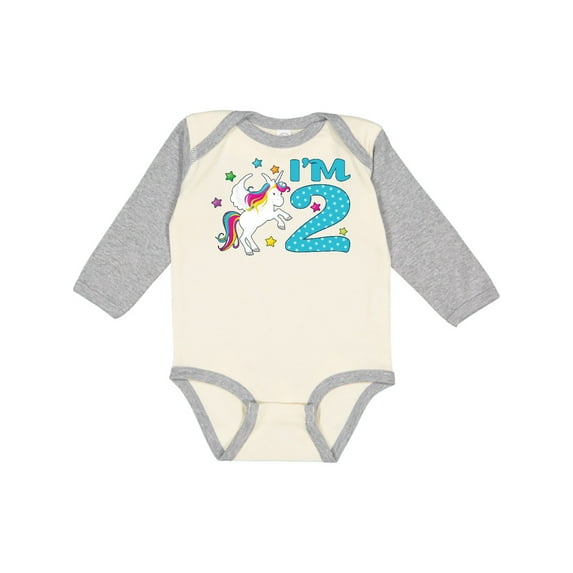Inktastic I'm Two Unicorn Second Birthday Boys or Girls Long Sleeve Baby Bodysuit