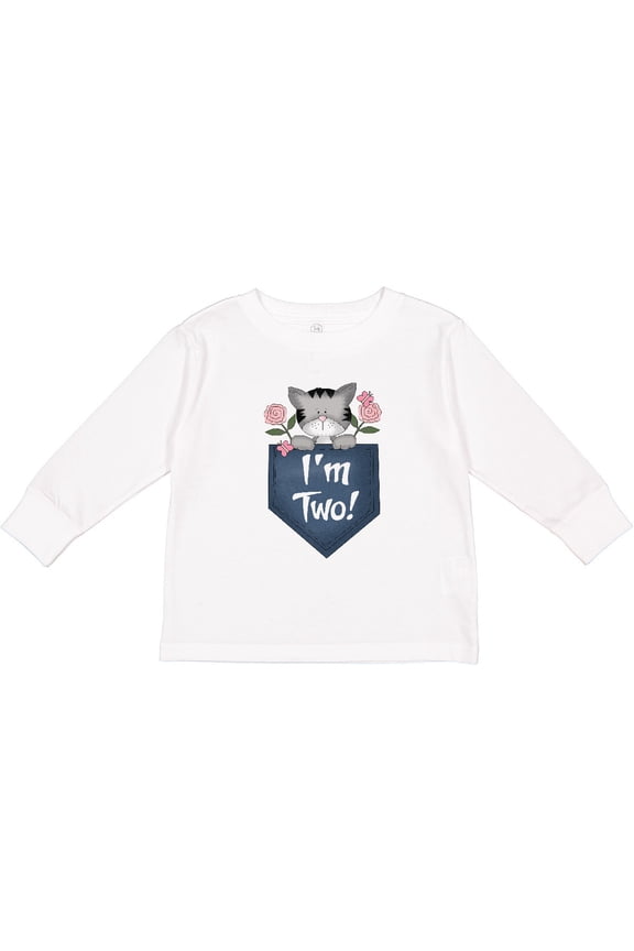 I'm Two Years Old Kitty Cat 2nd Birthday Girls Long Sleeve Toddler T-Shirt