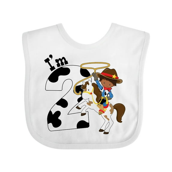 Inktastic I'm Two-cowboy Riding Horse Birthday Boys Baby Bib