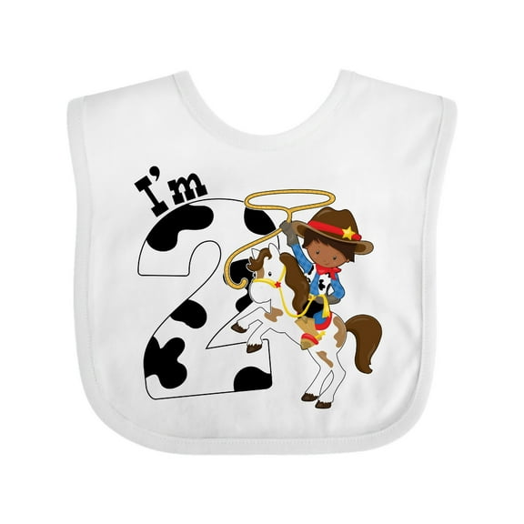 Inktastic I'm Two-cowboy Riding Horse Birthday Boys Baby Bib