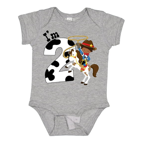 Inktastic I'm Two-cowboy riding horse birthday Boys Baby Bodysuit