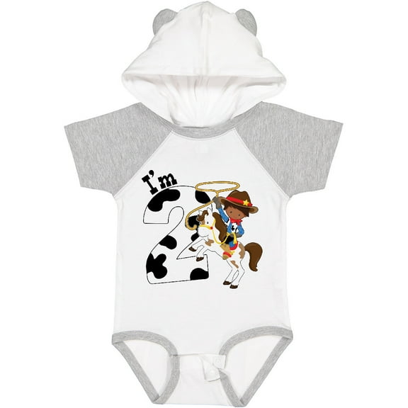 Inktastic I'm Two-cowboy riding horse birthday Boys Baby Bodysuit