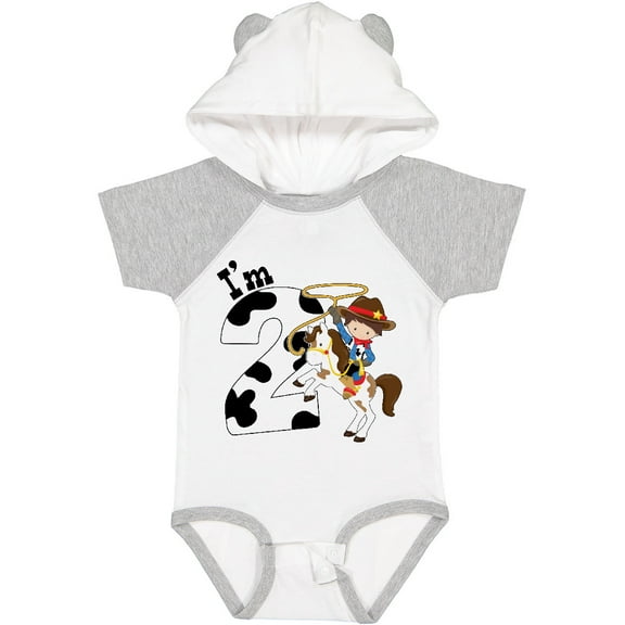 Inktastic I'm Two-cowboy riding horse birthday Boys Baby Bodysuit