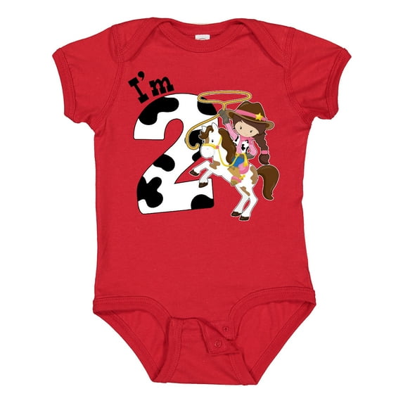 Inktastic I'm Two-cowgirl Riding Horse Birthday Girls Baby Bodysuit