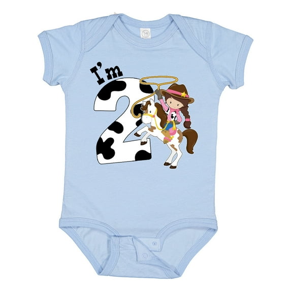 Inktastic I'm Two-cowgirl Riding Horse Birthday Girls Baby Bodysuit