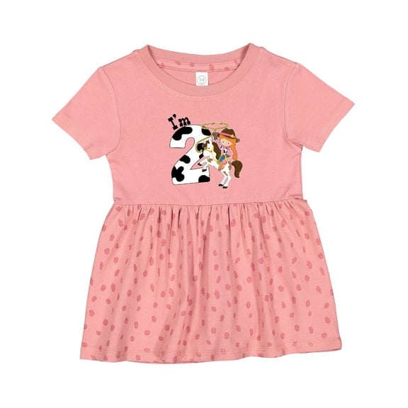 Inktastic I'm Two-cowgirl Riding Horse Birthday Girls Baby Dress