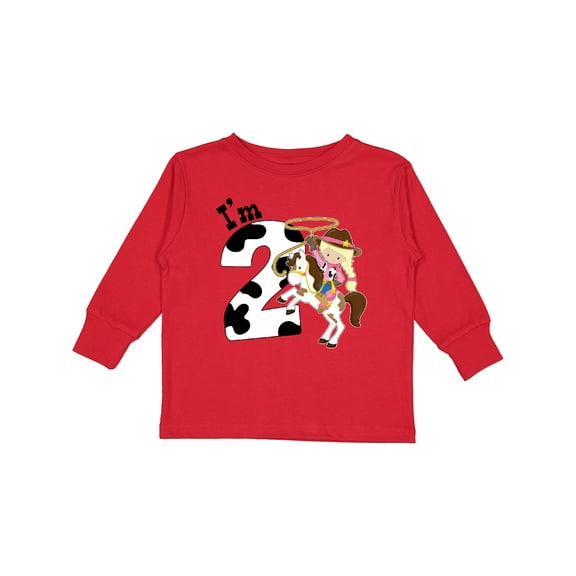 Inktastic I'm Two-cowgirl Riding Horse Birthday Girls Long Sleeve Toddler T-Shirt