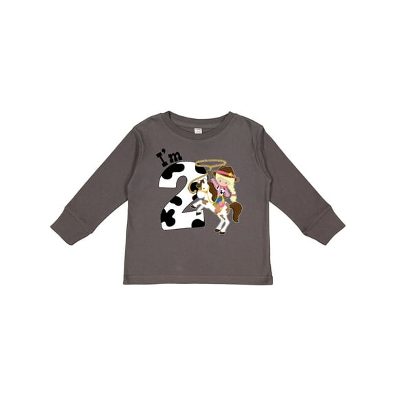 Inktastic I'm Two-cowgirl Riding Horse Birthday Girls Long Sleeve Toddler T-Shirt