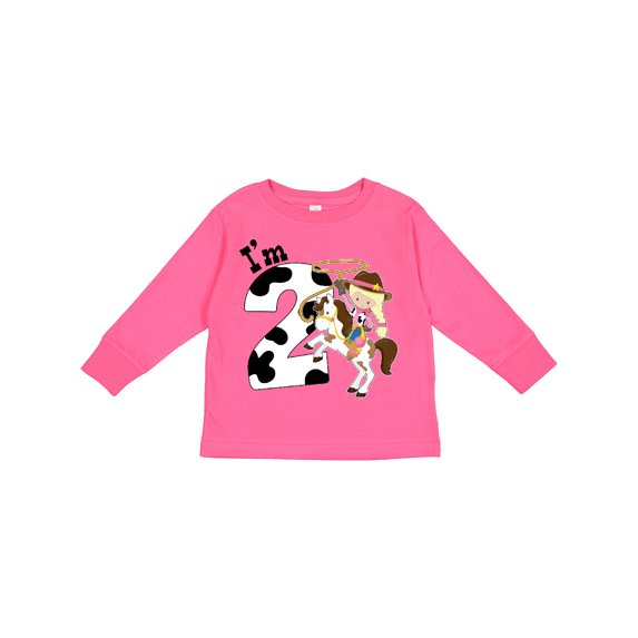Inktastic I'm Two-cowgirl Riding Horse Birthday Girls Long Sleeve Toddler T-Shirt