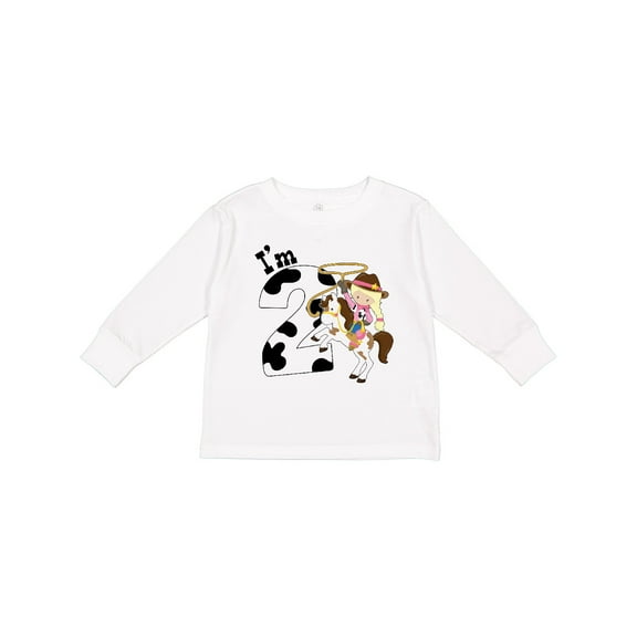 Inktastic I'm Two-cowgirl Riding Horse Birthday Girls Long Sleeve Toddler T-Shirt