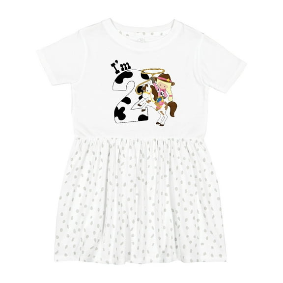 Inktastic I'm Two-cowgirl Riding Horse Birthday Girls Toddler Dress