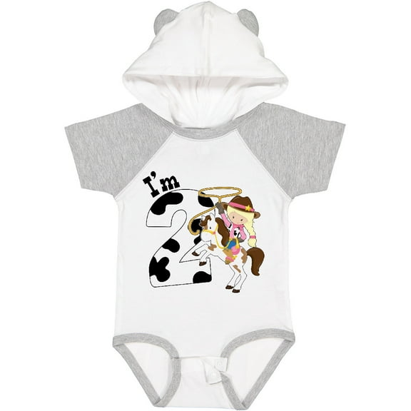 Inktastic I'm Two-cowgirl riding horse birthday Girls Baby Bodysuit