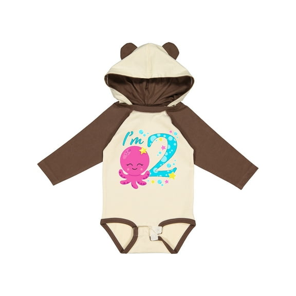 Inktastic I'm Two- cute octopus birthday Boys or Girls Long Sleeve Baby Bodysuit