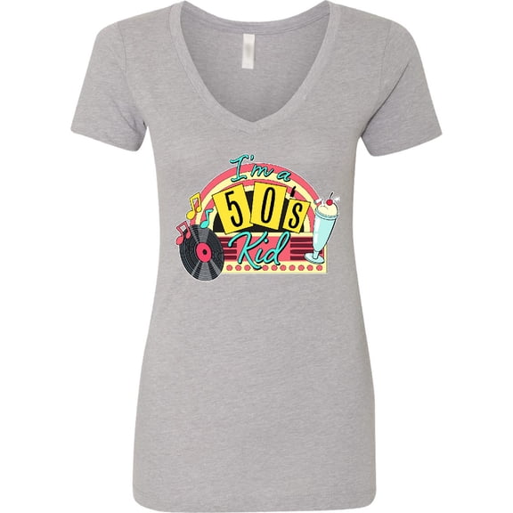 Inktastic I'm a 50's Kid 1950's Style Birthday Jukebox Women's V-Neck T-Shirt