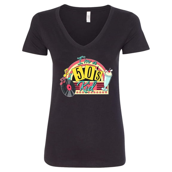 Inktastic I'm a 50's Kid 1950's Style Birthday Jukebox Women's V-Neck T-Shirt