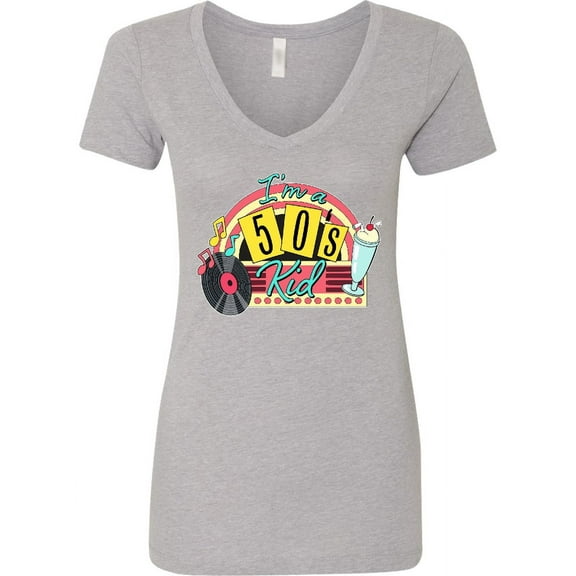 Inktastic I'm a 50's Kid 1950's Style Birthday Jukebox Women's V-Neck T-Shirt