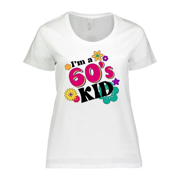 Inktastic I'm a 60's Kid 1960's Style Colorful Flowers Women's Plus Size T-Shirt