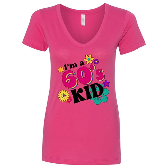 Inktastic I'm a 60's Kid 1960's Style Colorful Flowers Women's V-Neck T-Shirt