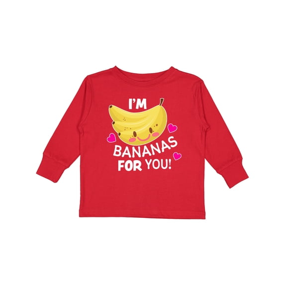 Inktastic I'm a Bananas for You with Cute Banana and Hearts Boys or Girls Long Sleeve Toddler T-Shirt