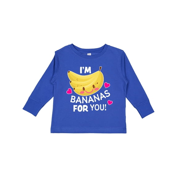 Inktastic I'm a Bananas for You with Cute Banana and Hearts Boys or Girls Long Sleeve Toddler T-Shirt