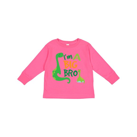 Inktastic I'm a Big Bro Dinosaur Boys Brother Announcement Boys Long Sleeve Toddler T-Shirt