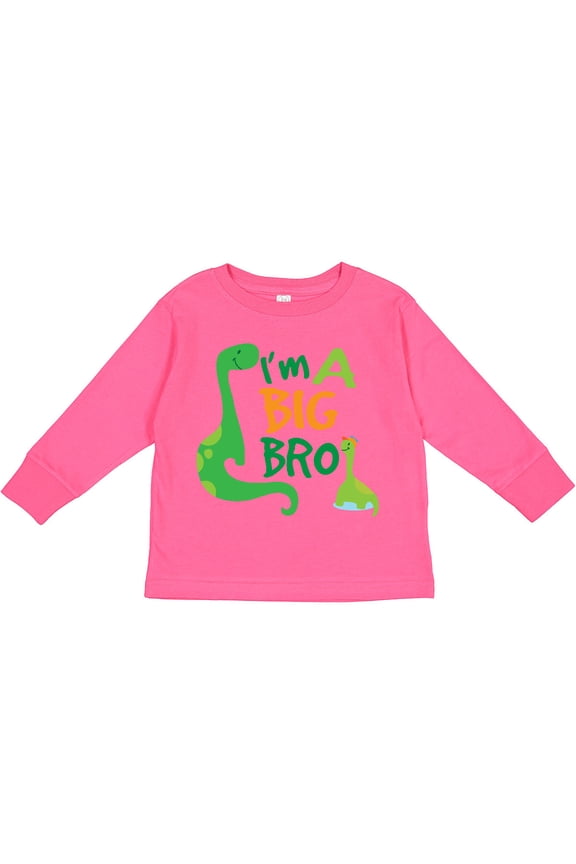 I'm a Big Bro Dinosaur Boys Brother Announcement Boys Long Sleeve Toddler T-Shirt