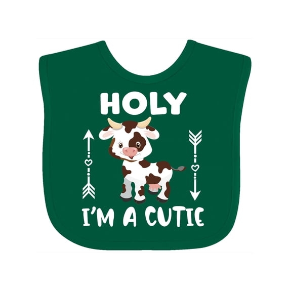 Inktastic I'm a Cutie White and Brown Holstein Cow with Arrows Boys or Girls Baby Bib