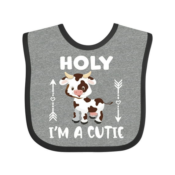 Inktastic I'm a Cutie White and Brown Holstein Cow with Arrows Boys or Girls Baby Bib