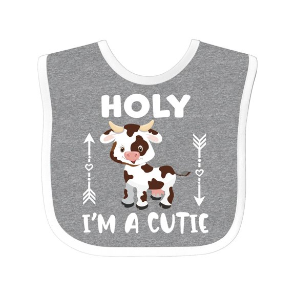 Inktastic I'm a Cutie White and Brown Holstein Cow with Arrows Boys or Girls Baby Bib