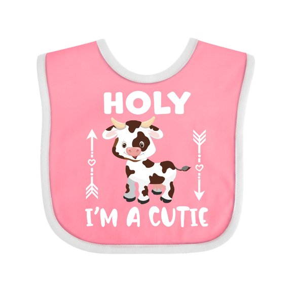 Inktastic I'm a Cutie White and Brown Holstein Cow with Arrows Boys or Girls Baby Bib