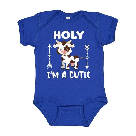 Inktastic I'm a Cutie White and Brown Holstein Cow with Arrows Boys or Girls Baby Bodysuit