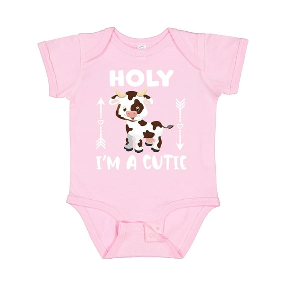 Inktastic I'm a Cutie White and Brown Holstein Cow with Arrows Boys or Girls Baby Bodysuit