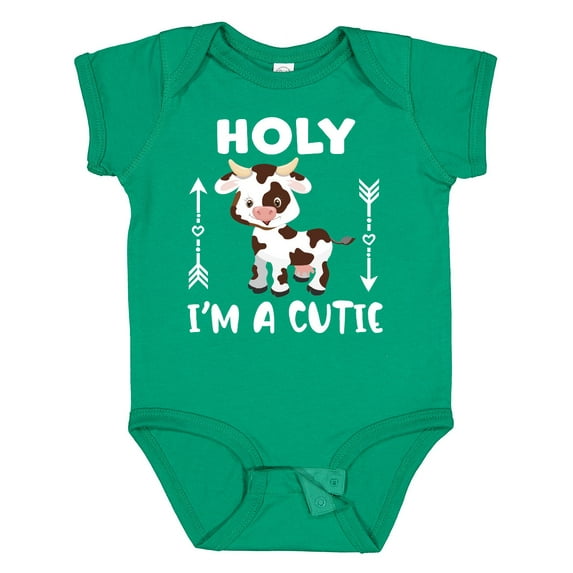 Inktastic I'm a Cutie White and Brown Holstein Cow with Arrows Boys or Girls Baby Bodysuit
