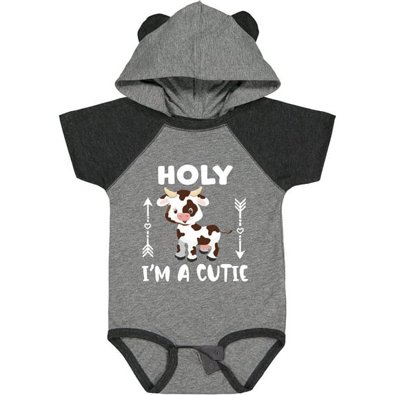 Inktastic I'm a Cutie White and Brown Holstein Cow with Arrows Boys or Girls Baby Bodysuit